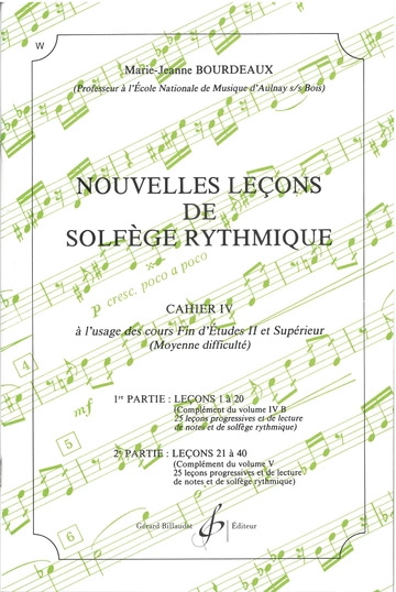 Nouvelles leçons de solfège rythmique. Volume 4 Visual
